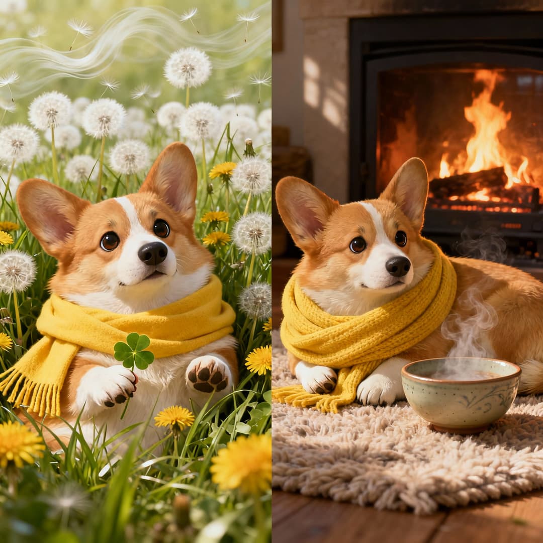 Corgi scenes by Seedream 4.0