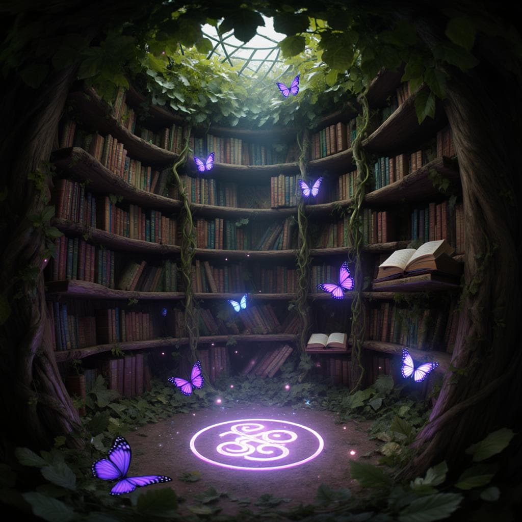 Fantasy forest library by Flux Krea