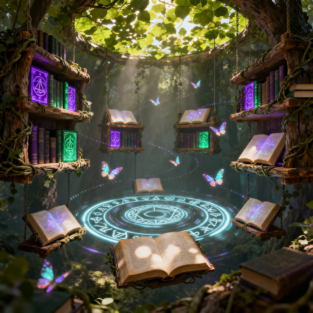 Fantasy forest library by Seedream 4.0