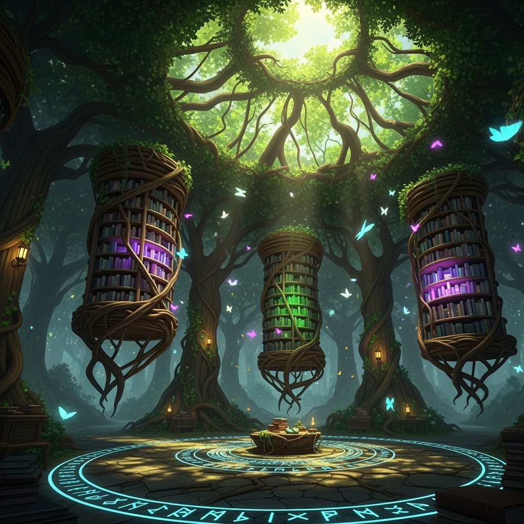 Fantasy forest library by Imagen 4