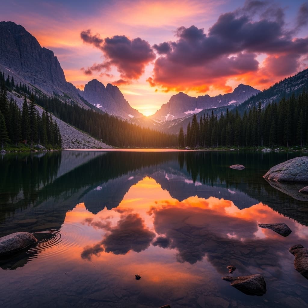 Mountain sunset by Imagen 4