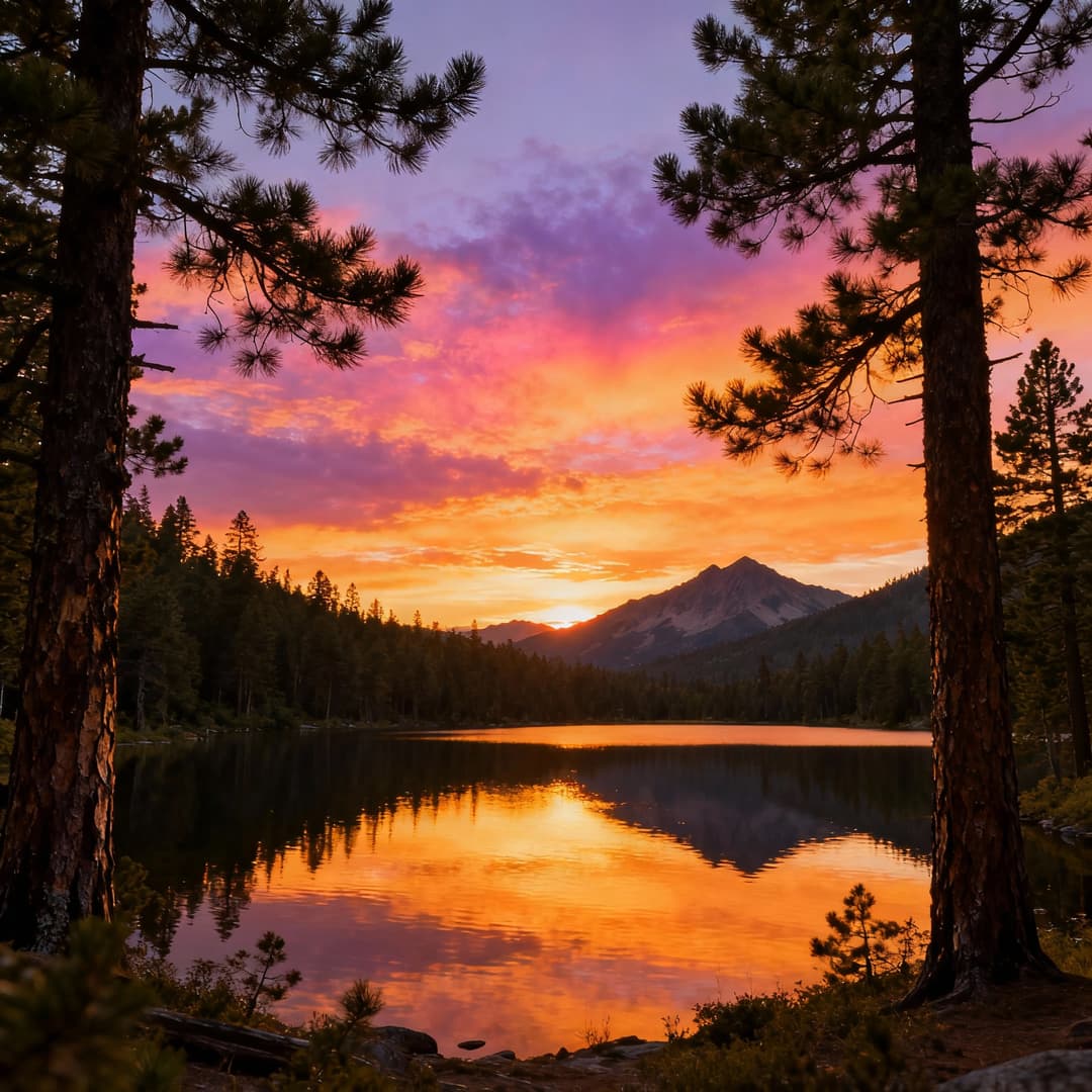 Mountain sunset by Seedream 4.0