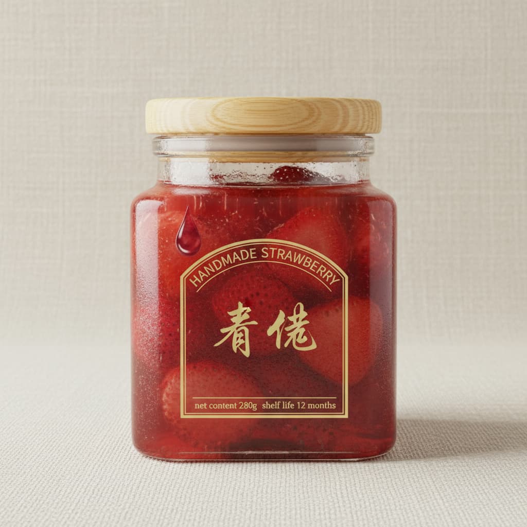 Strawberry jam packaging by Nano Banana