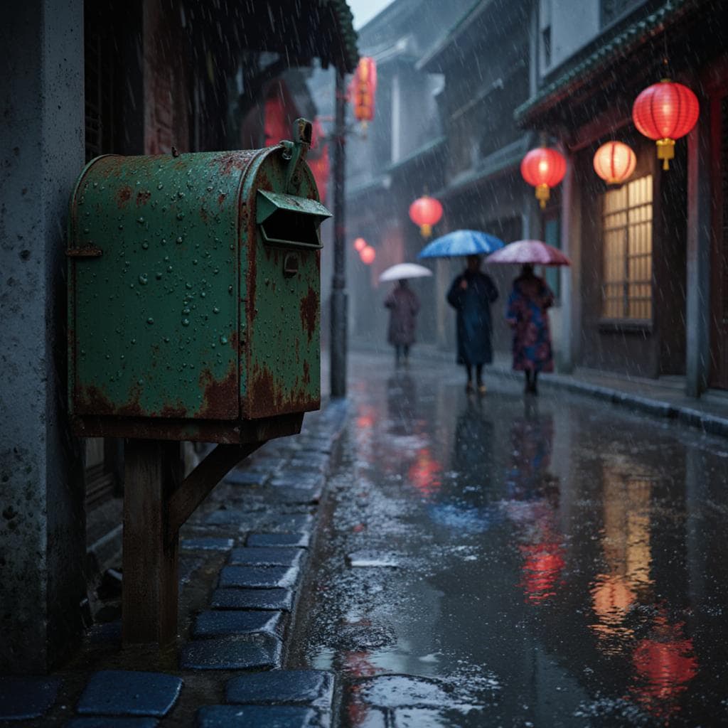 Rainy street corner by Flux Krea