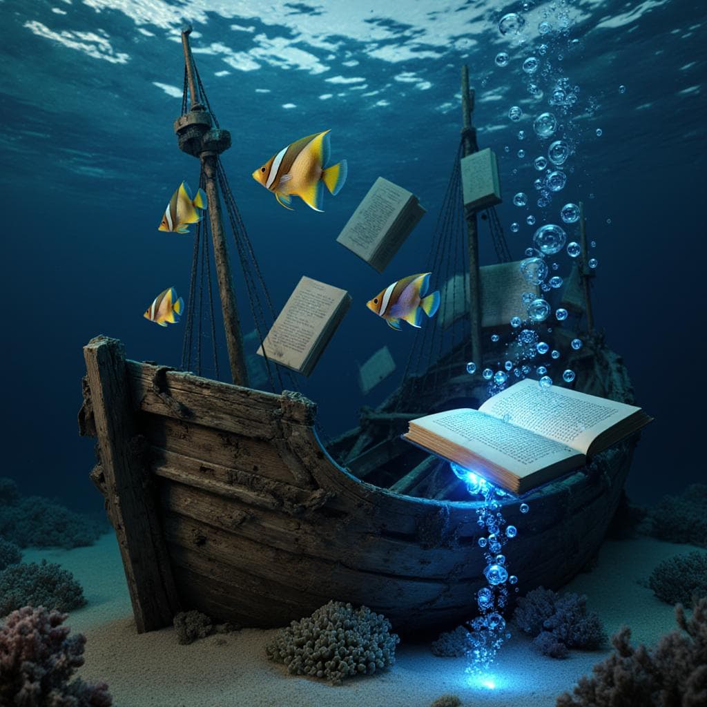 Underwater library by Flux Krea
