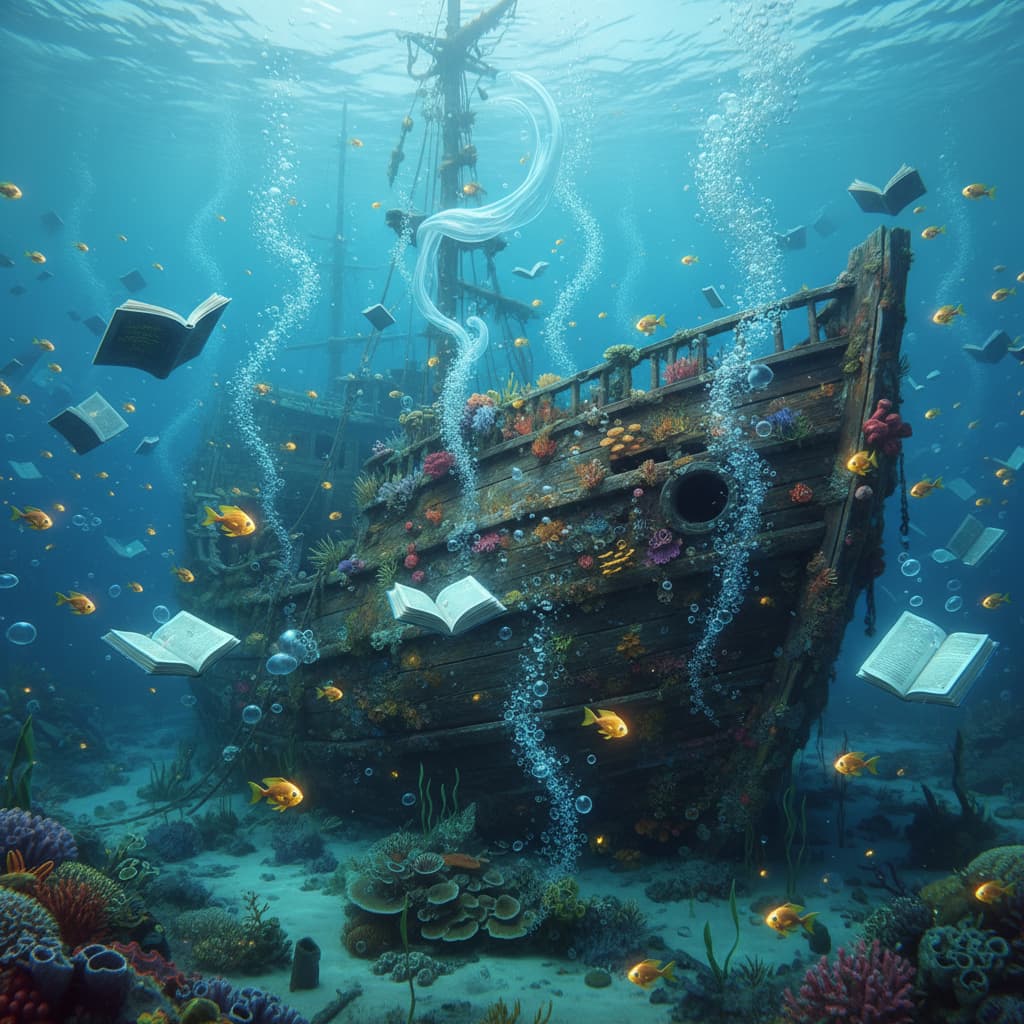 Underwater library by Nano Banana