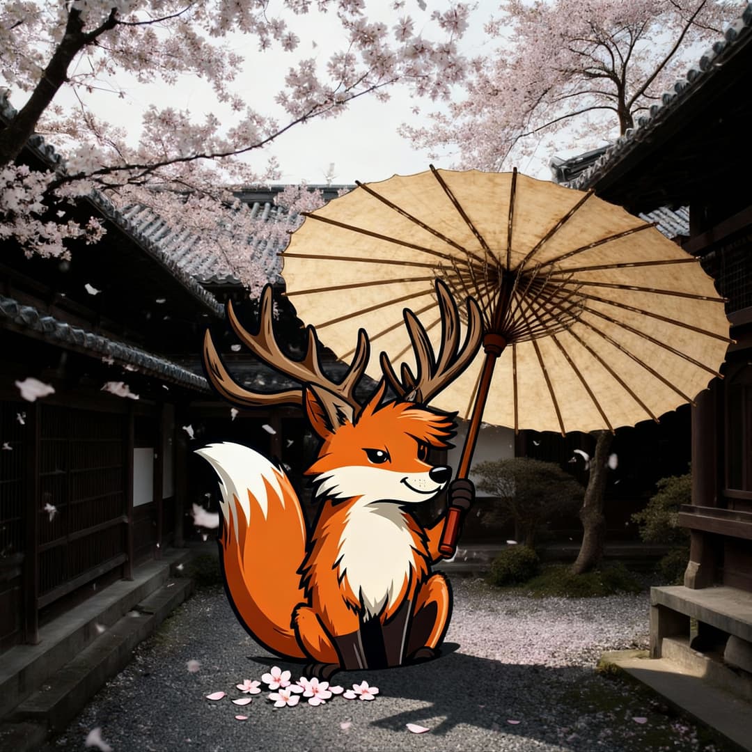Fox with umbrella by Seedream 4.0