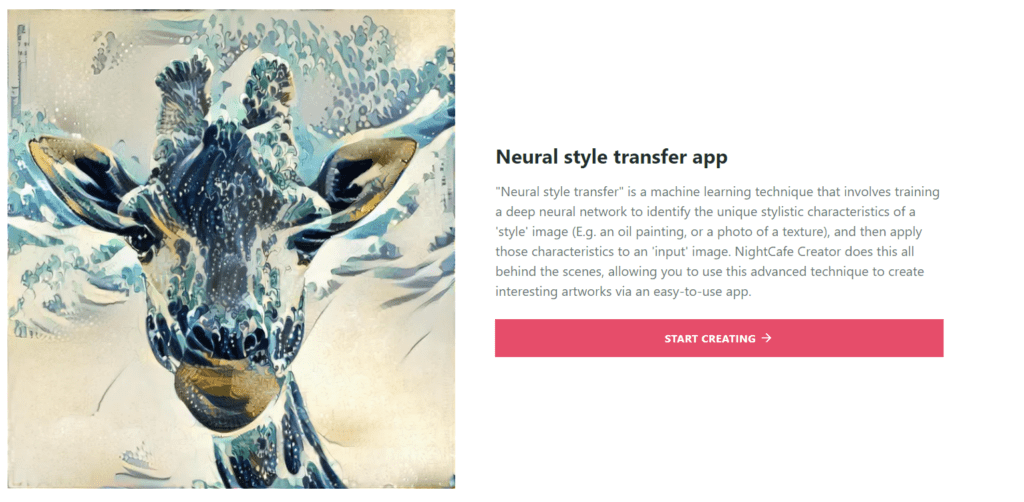 Neural style transfer app