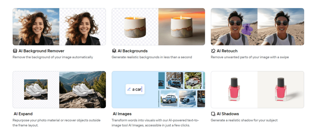 Photoroom's AI features