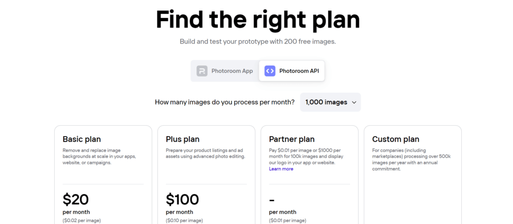 Photoroom pricing