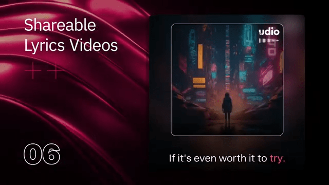 Udio v1.5: Shareable Lyric Videos