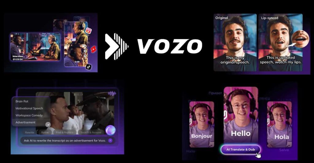 Vozo AI: AI-Powered Video Rewriting and Redubbing