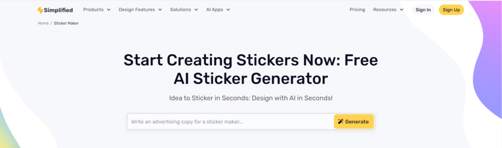 Simplified AI Sticker Generator