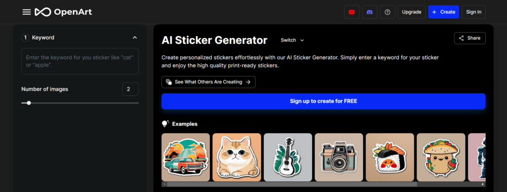 OpenArt AI Sticker Generator