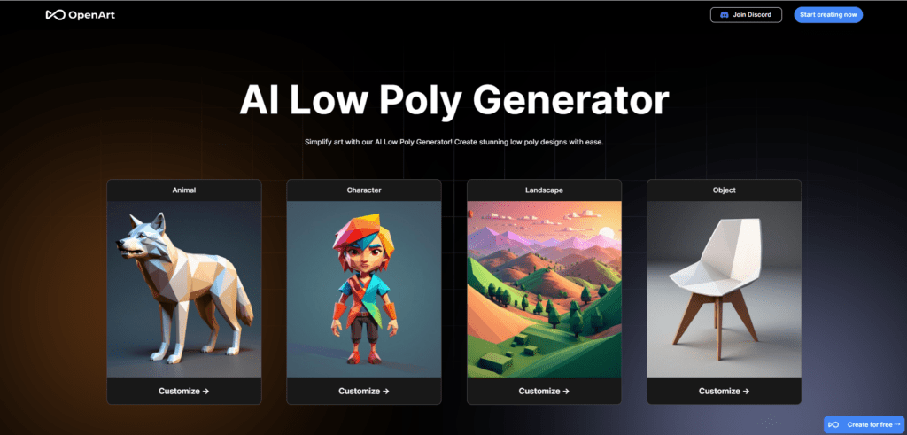 OpenArt AI Low Poly Generator