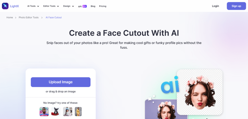 AI Face Cut Out by LightX